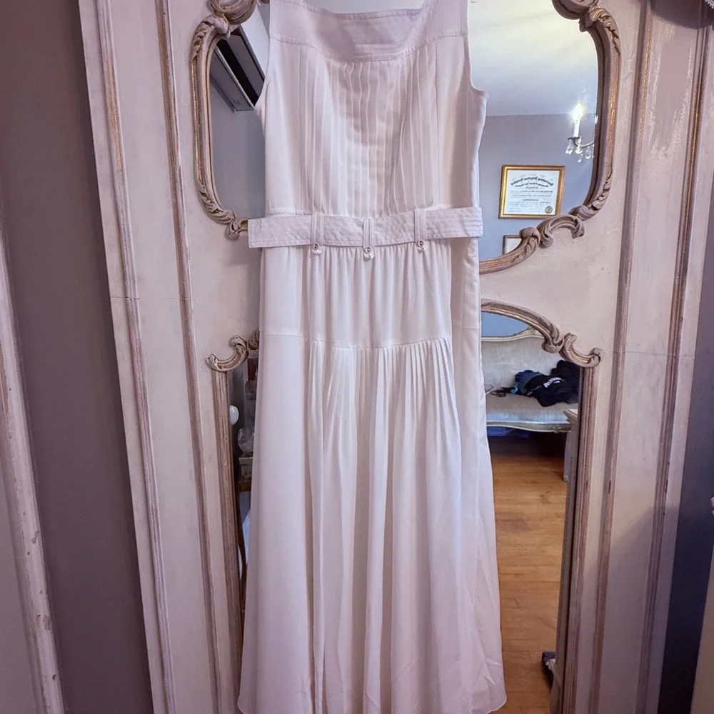 White House Black Market Pure White Belted Beautifully Tailored Dress NWT US 8 - Picture 8 of 8